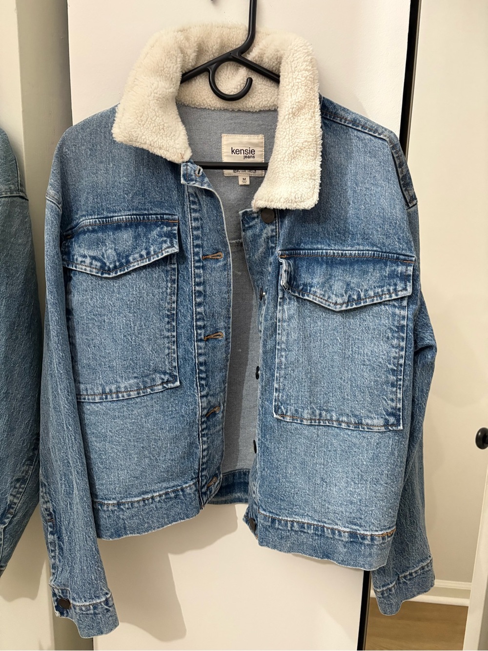 Kensie Sherpa Collar Jacket - Light Blue